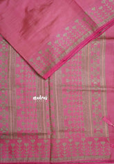 Dual Shade Pink - Raaga - Semi Tussar Heart Stripes Border with piping